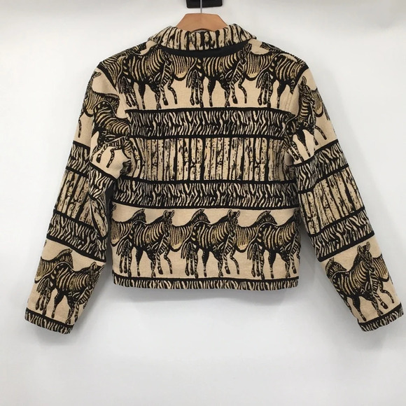TanTrums Rare Jacket Womens M Vintage Brown Zebra Print Button Front Woven - Picture 6 of 11